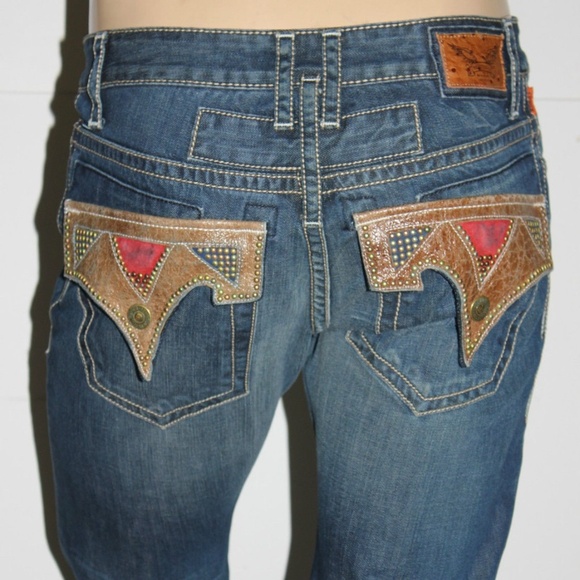 NEW ROBINSPUTTY BEI LEATHER FLAP STUDDEN STRAIGHT - Picture 1 of 8
